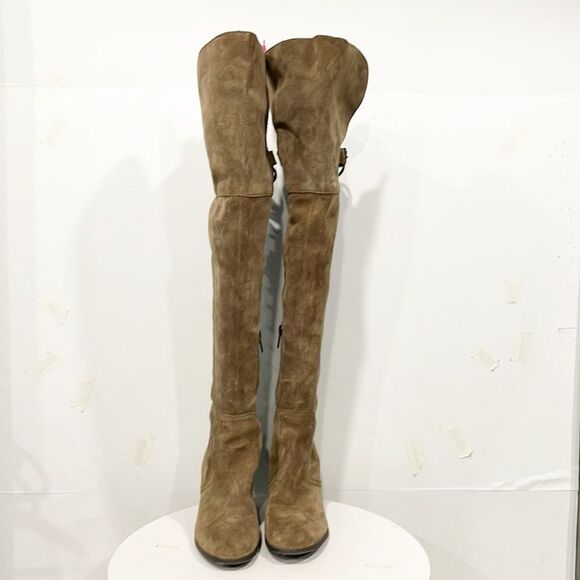 Sam Edelman Circus Tan Genuine Suede Over Knee Lace Up Tatum Boots 7.5M Women - Picture 3 of 13
